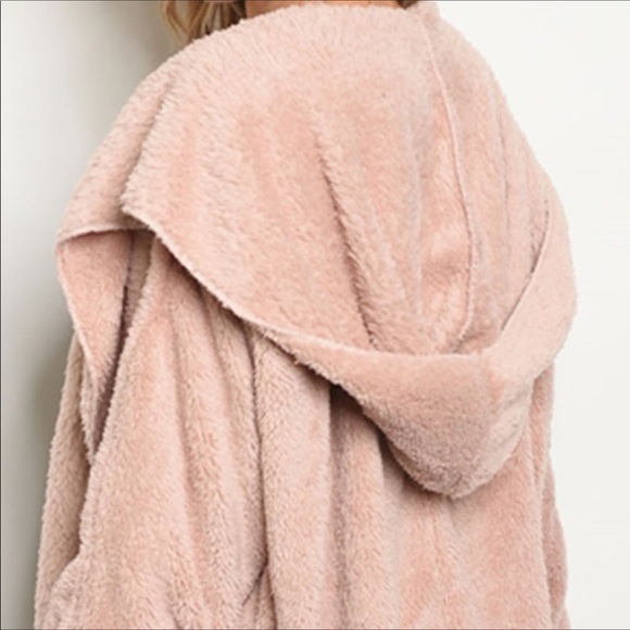 NEW Hem & Thread Blush Mauve Fleece Sweater Jacket - Picture 4 of 8